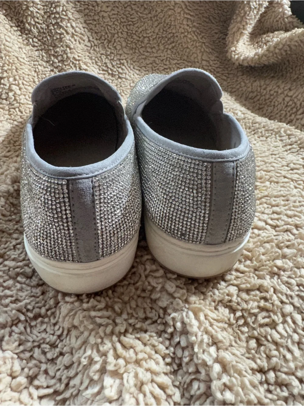 Steve Madden Silver Rhinestone Slip-On Sneakers